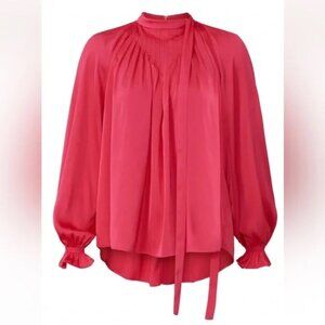 Adam Lippes fuschia tie neck blouse